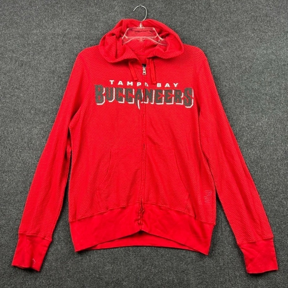 G-III NFL Women Large Tampa Bay Buccaneers Curtain Call Full Zip Mesh Hoodie‎